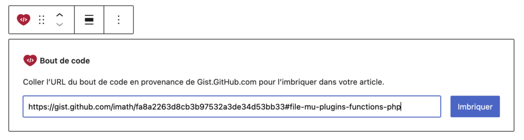 Illustration de l'interface de chargement d'une URL d'imbrication
